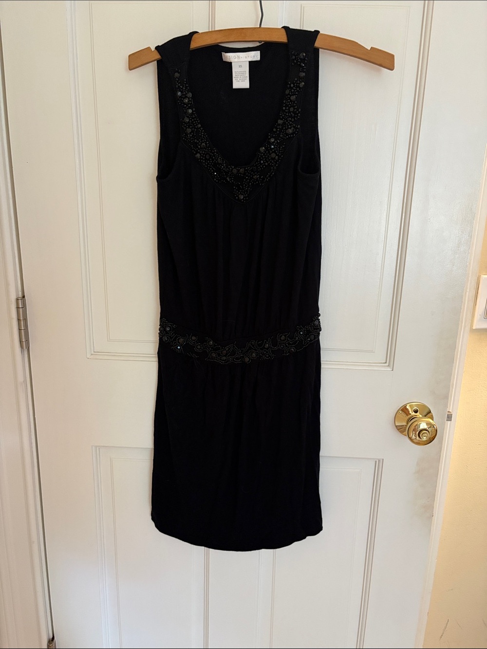 Design History Black Beaded V-Neck mini dress size XS, gorgeous beading